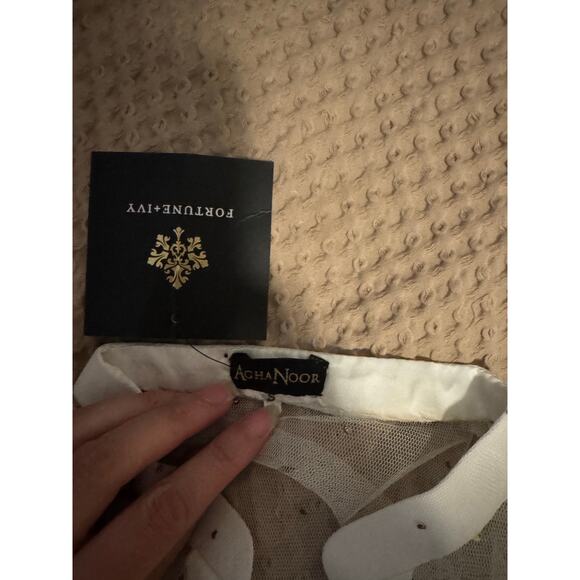 NWT Agha Noor White Mesh See Through Gold Speckled Tunic Top Size S - Picture 6 of 9